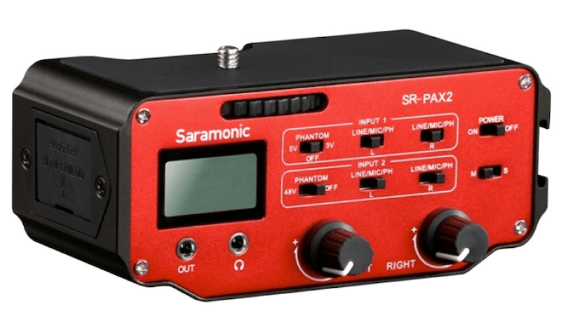 Saramonic PAX2 camera mounted mic preamp, a useful sound recording accessory for DSLR shooters