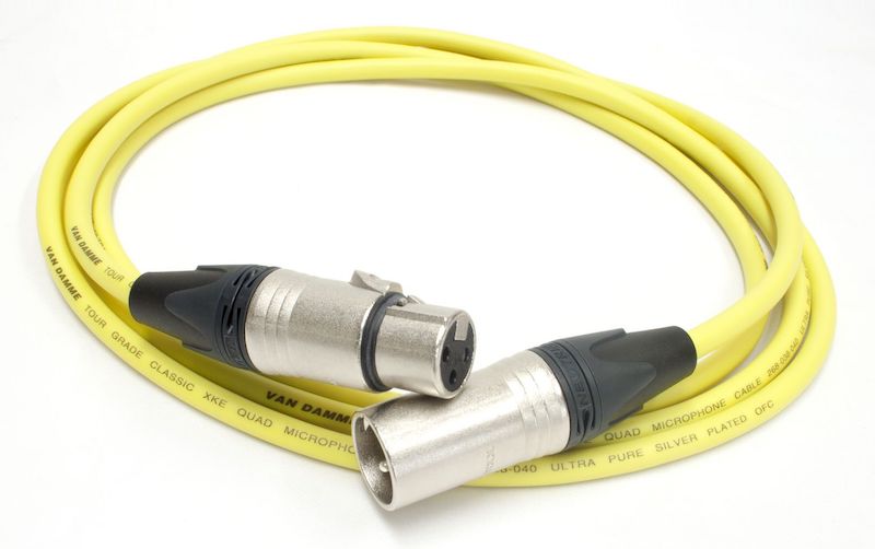 A yellow XLR cable