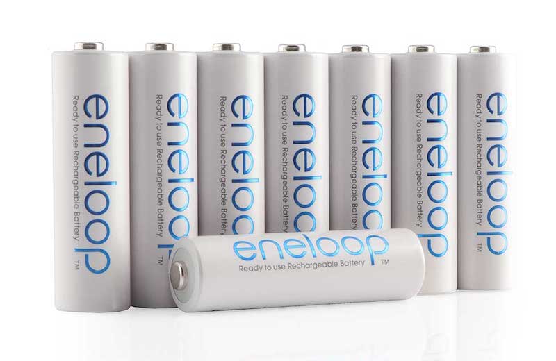 Eight AA Panasonic Eneloop batteries