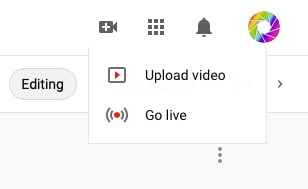 The Go Live button on YouTube