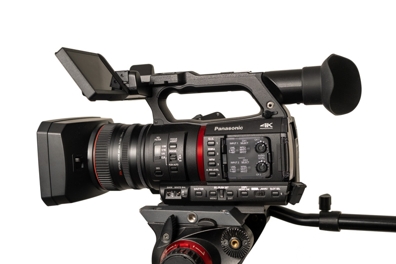 A Panasonic AG-CX350 camcorder. Ideal for single shooter video work.