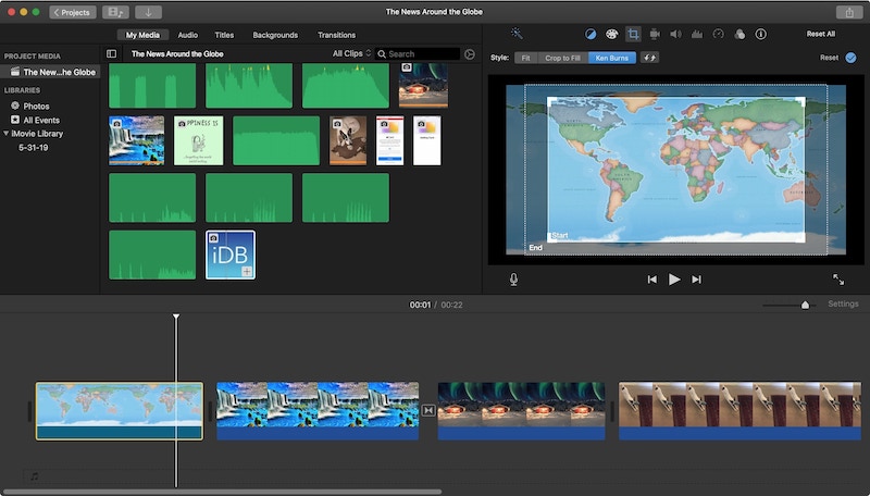 iMovie video editing app.