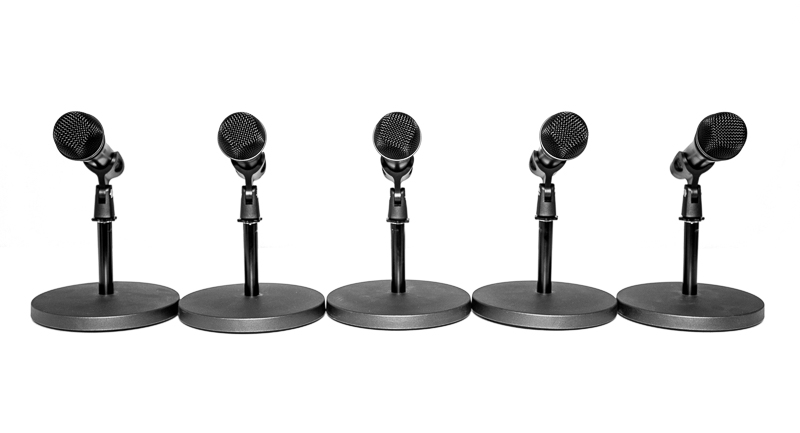 Photo of microphone array used for conference sound panel discussion